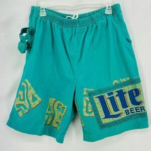 Vintage 90's Zoodas Miller Light Beer holder shorts Blue men’s large retro swim